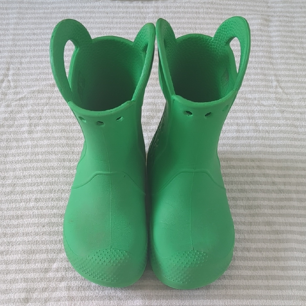 CROCS Kids Vibrant Green Rain Boots